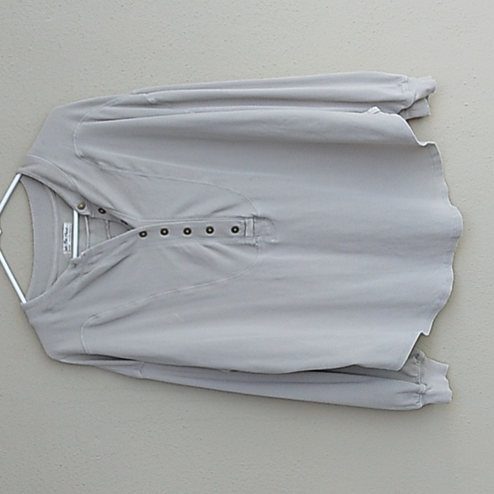 Free People Ribbed Henley Top Long Sleeve Oversized Layer Medium - Picture 3 of 8
